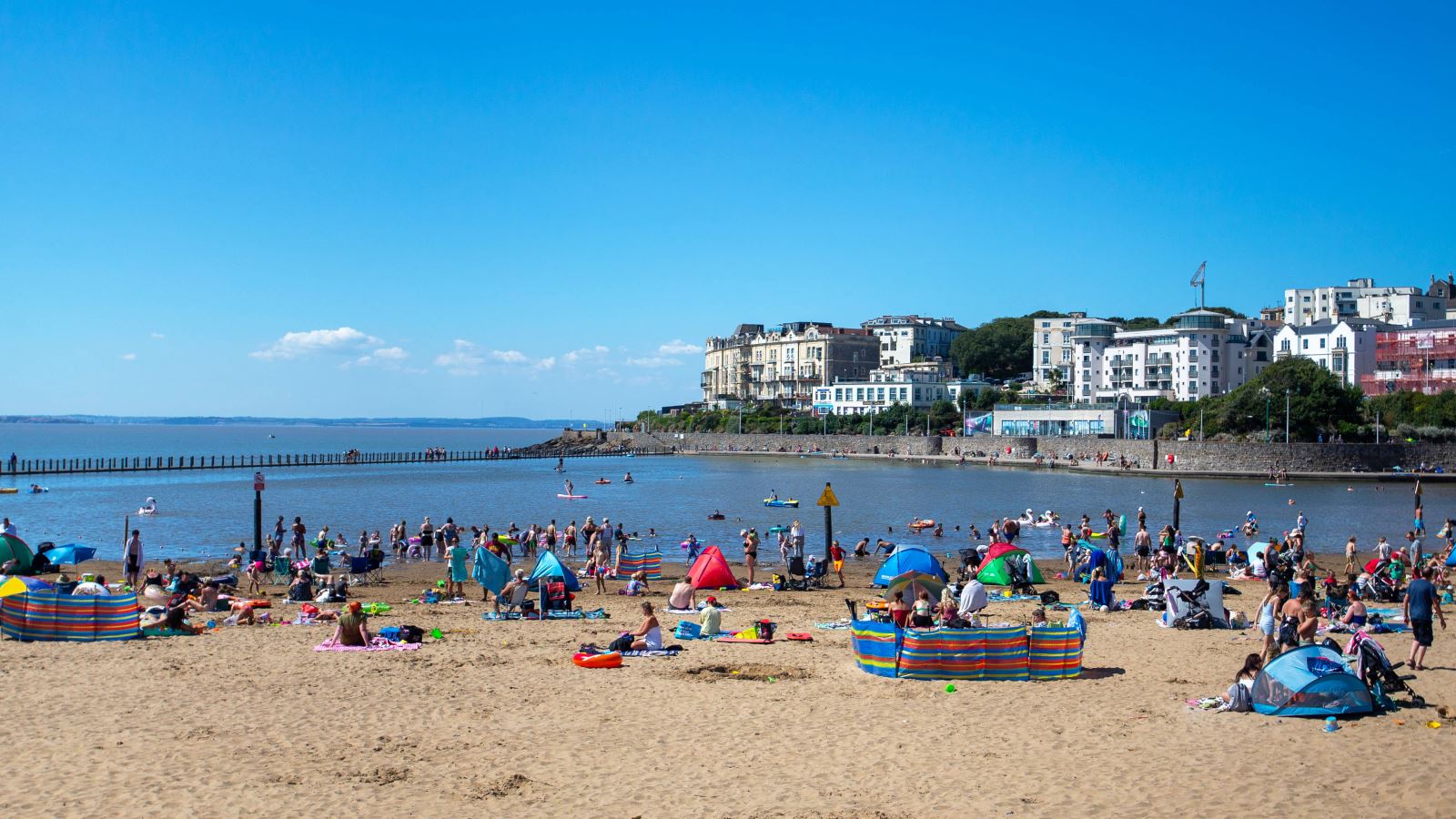 A busy sandy beach